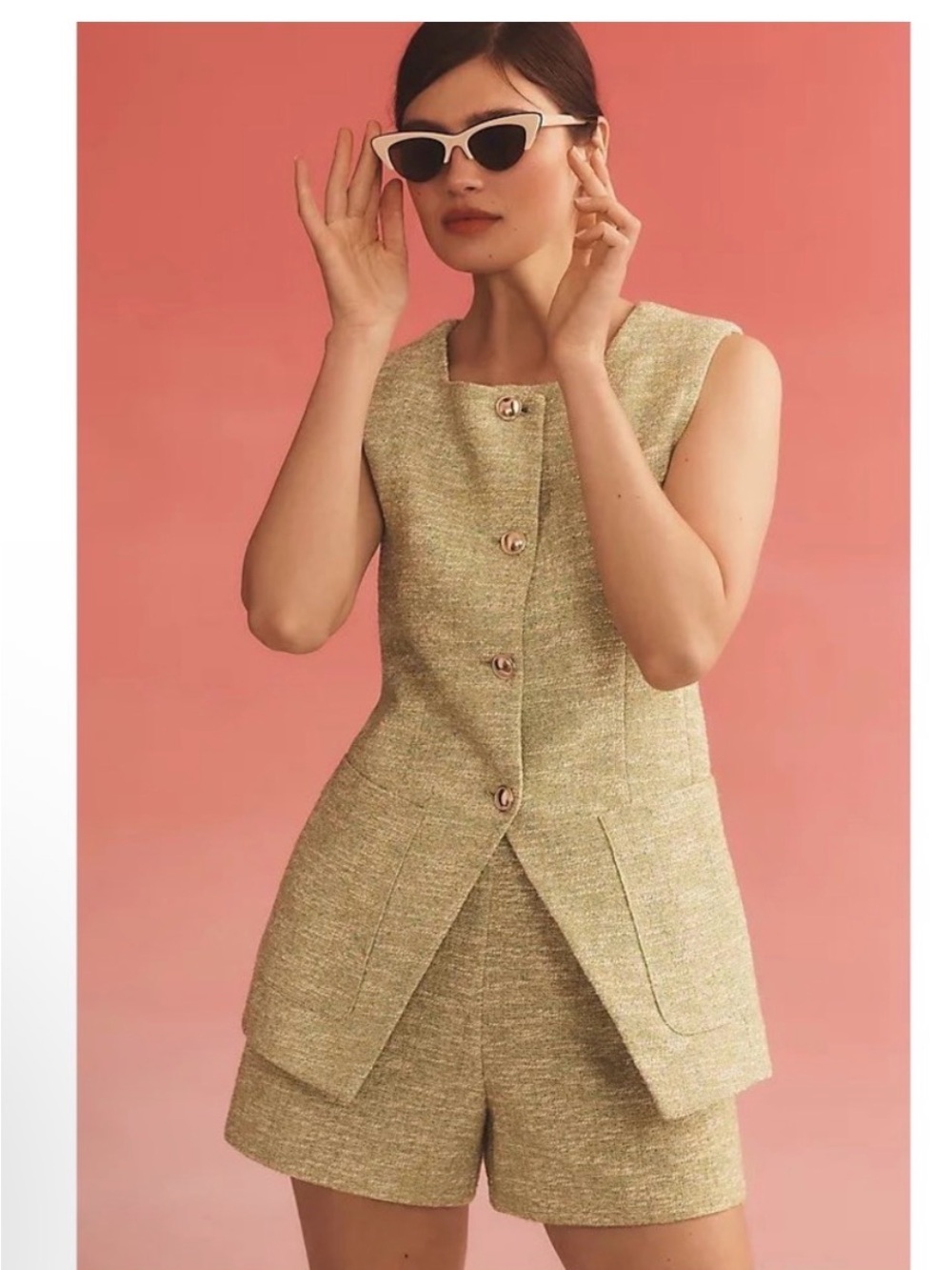 Anthropologie Maeve Tweed Button Down Vest Small